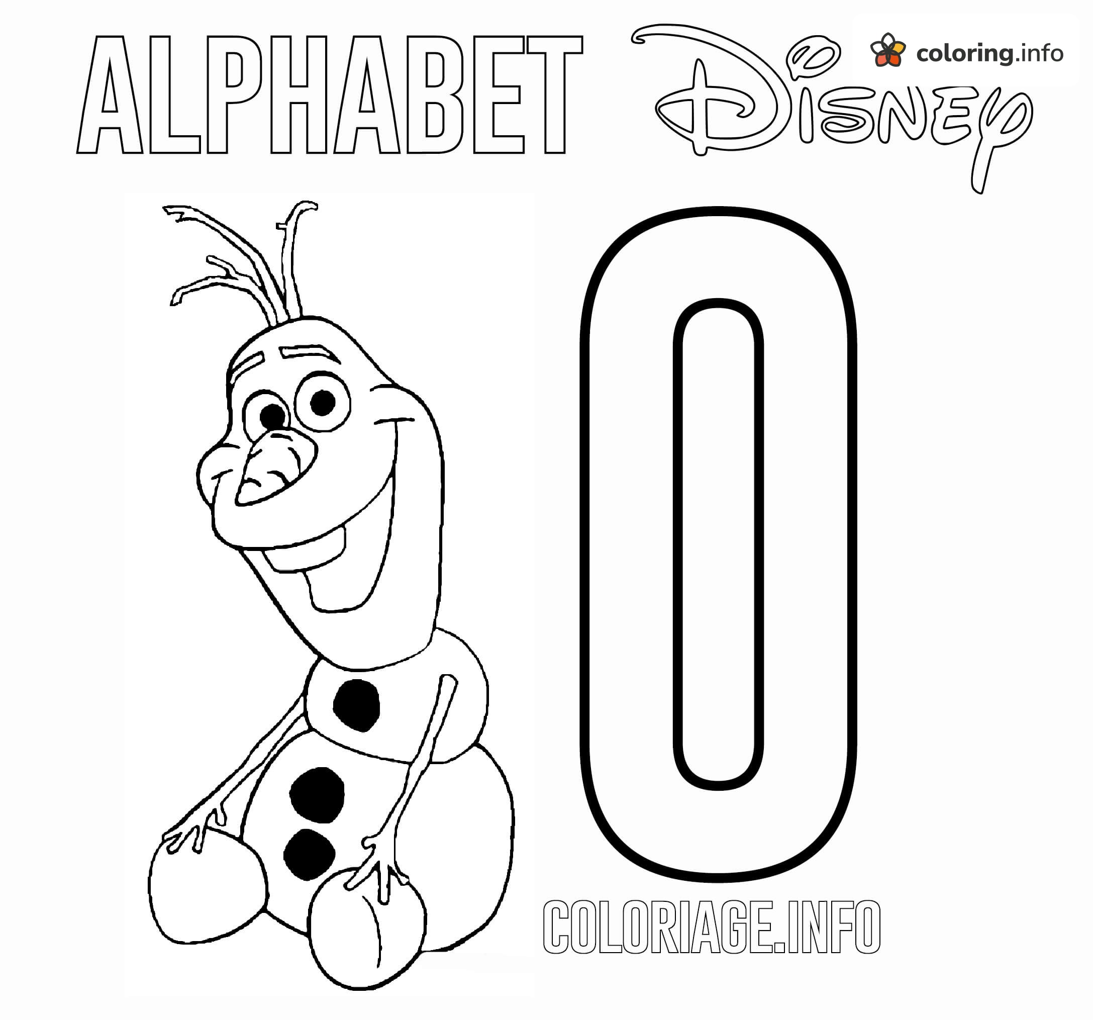 Olaf Sitting by a Big O: Printable Disney Alphabet Sheet coloring page Olaf Sitting by a Big O: Printable Disney Alphabet Sheet coloring page