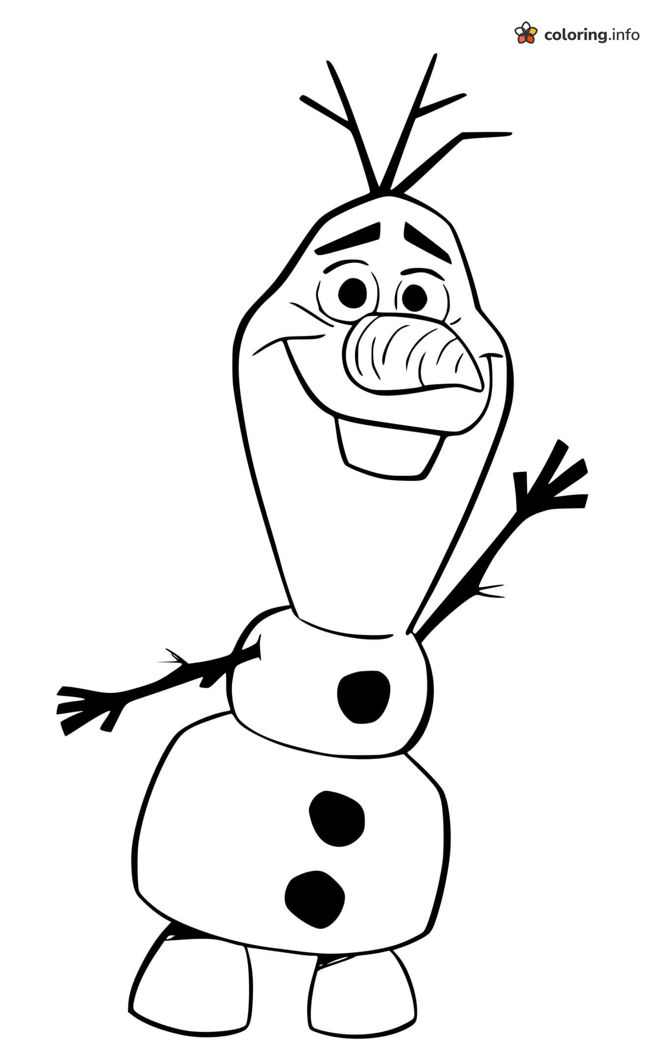 Friendly Olaf Wave from Frozen 2 printable coloring page Friendly Olaf Wave from Frozen 2 printable coloring page