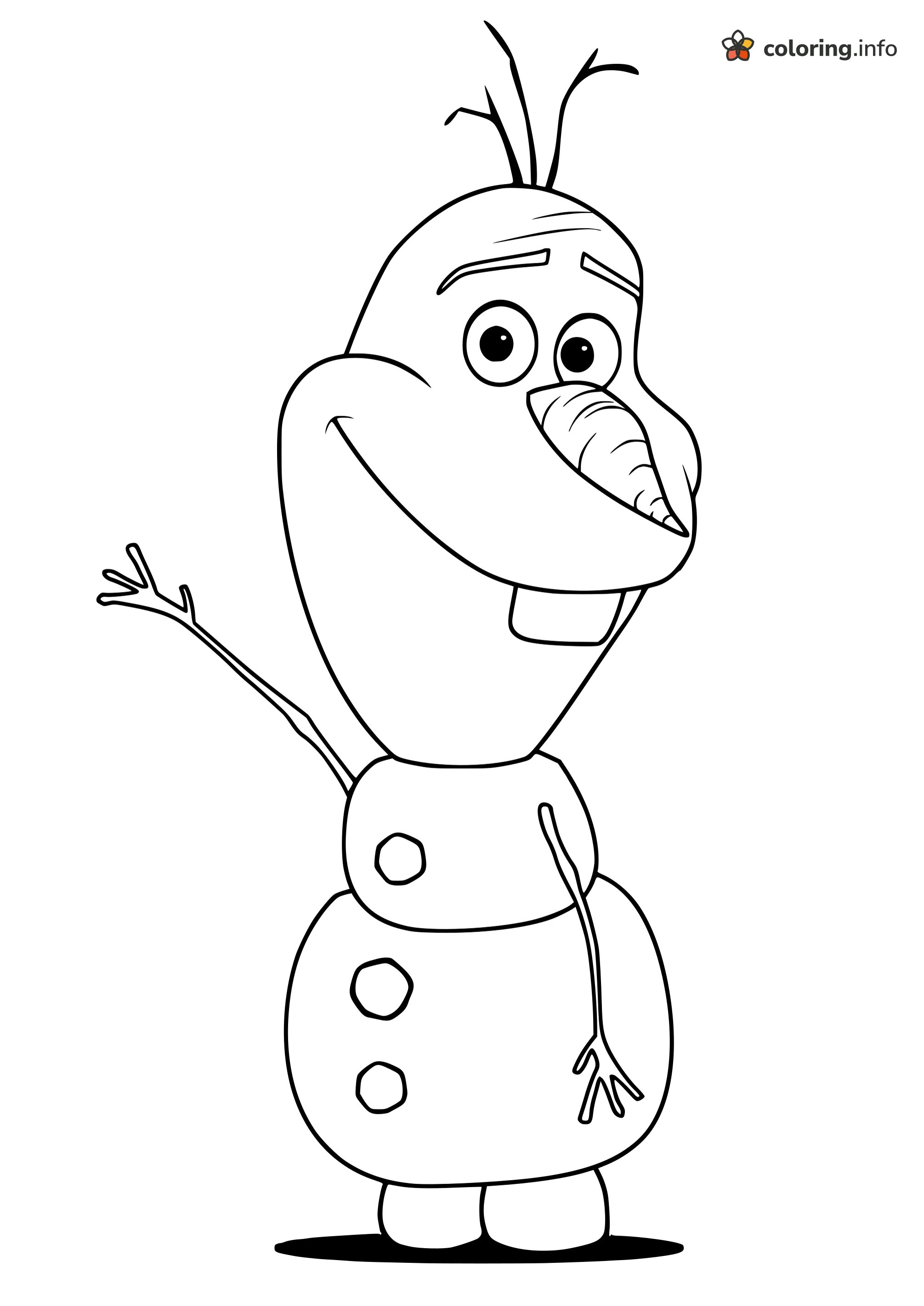 Friendly Olaf (Frozen) Wave With a Big Smile printable coloring page Friendly Olaf (Frozen) Wave With a Big Smile printable coloring page