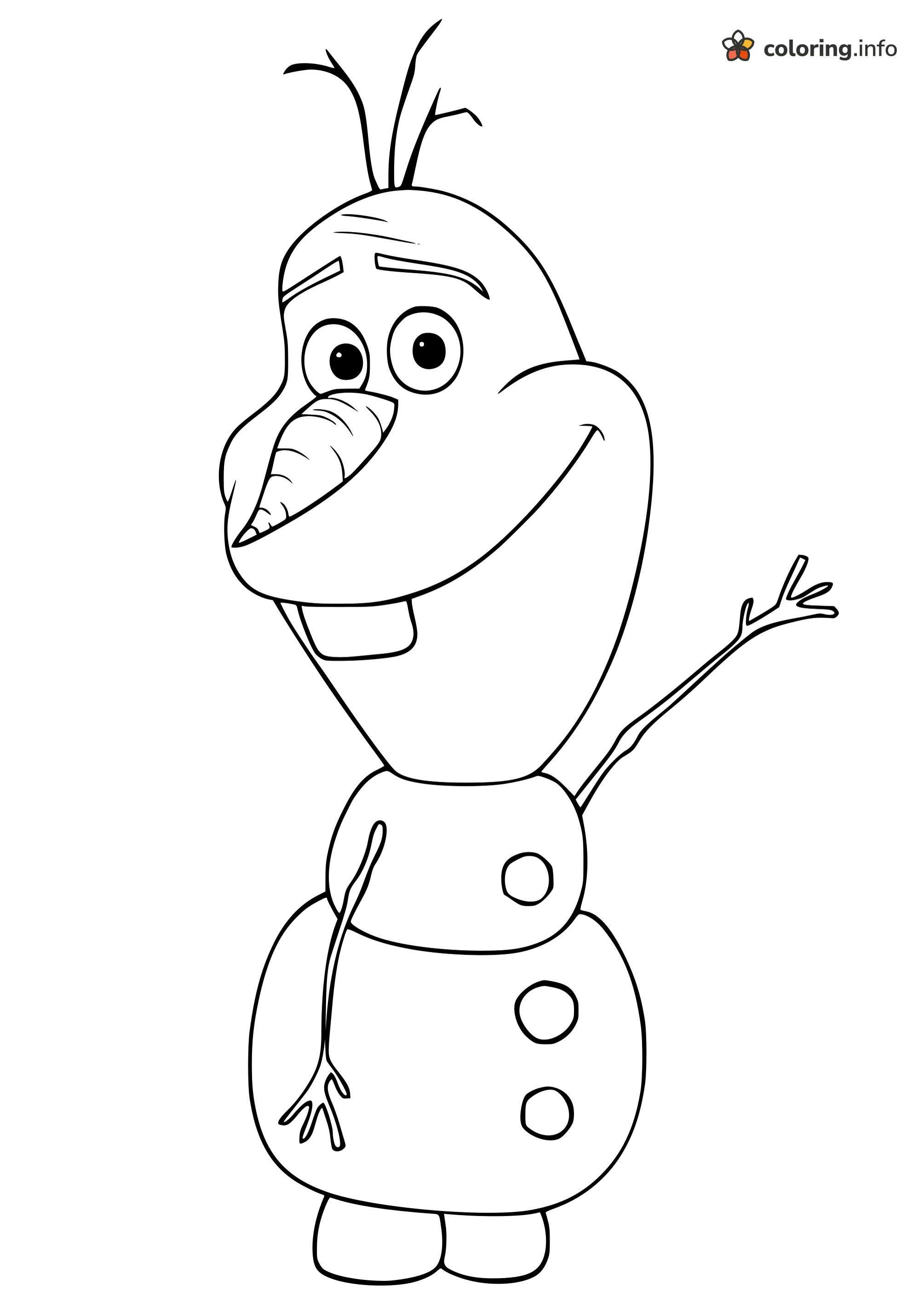 Big-Smile Olaf (Frozen) With Nose Pointing Left coloring page Big-Smile Olaf (Frozen) With Nose Pointing Left coloring page