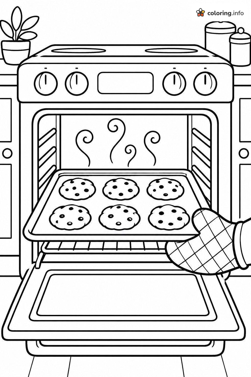 Fresh Cookie Tray Coming Out of the Oven coloring page Fresh Cookie Tray Coming Out of the Oven coloring page