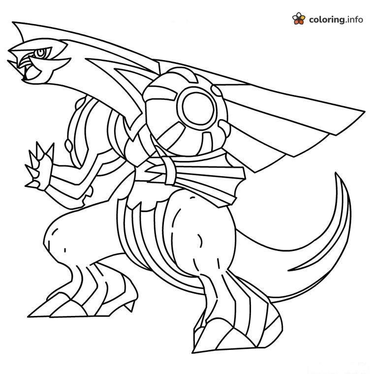 Side-View Palkia Pokémon With Pearl and Tail coloring sheet Side-View Palkia Pokémon With Pearl and Tail coloring sheet