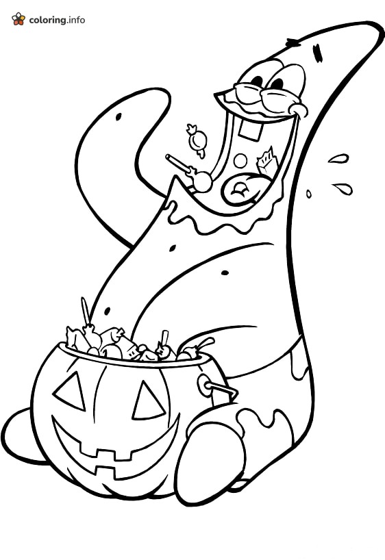 Halloween Candy Time for Patrick, a SpongeBob SquarePants Page coloring page Halloween Candy Time for Patrick, a SpongeBob SquarePants Page coloring page