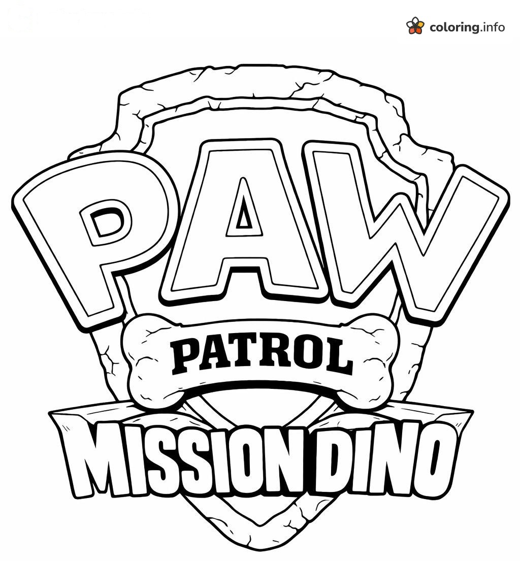 Mission Dino Shield Logo for PAW Patrol Fans coloring sheet Mission Dino Shield Logo for PAW Patrol Fans coloring sheet