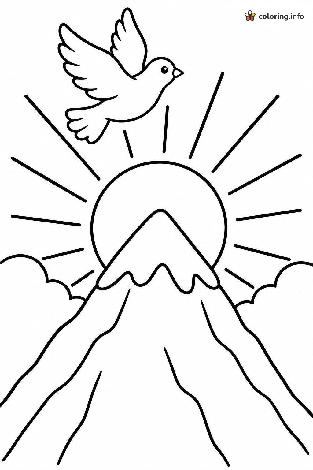 Sunrise Mountain and Dove for Martin Luther King Jr. Day coloring page Sunrise Mountain and Dove for Martin Luther King Jr. Day coloring page