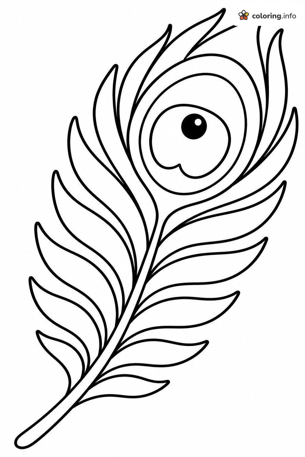 Single Peacock Feather with a Big Eye Pattern coloring page Single Peacock Feather with a Big Eye Pattern coloring page