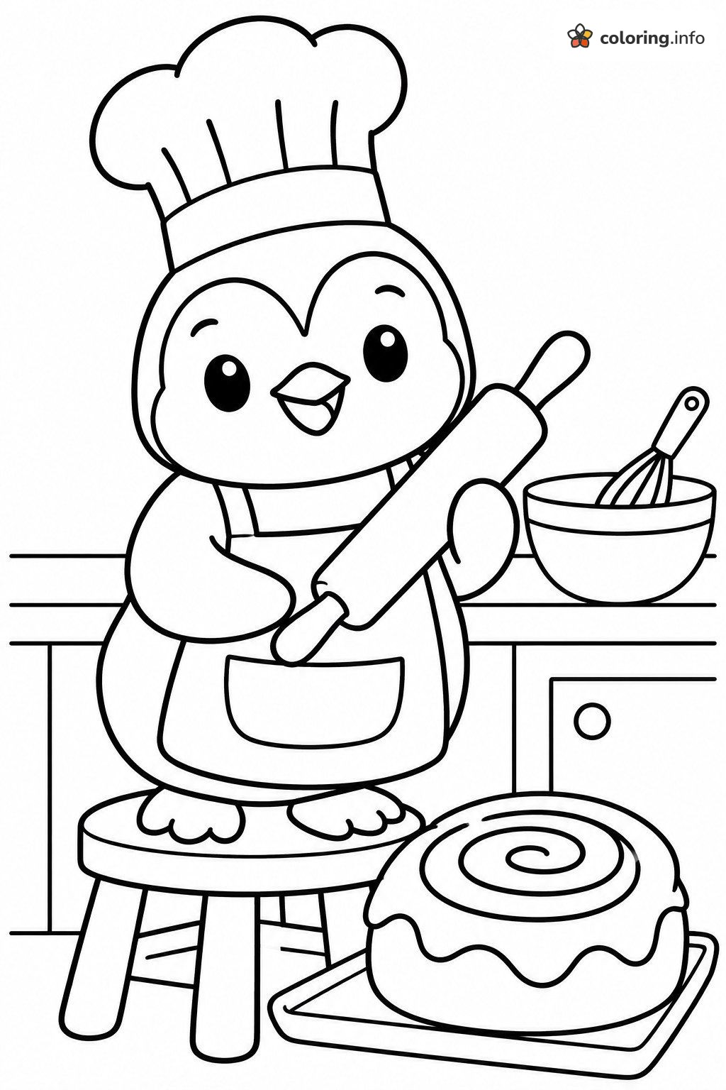 Penguin Chef Rolling Dough, Undertale Coloring Page Penguin Chef Rolling Dough, Undertale Coloring Page