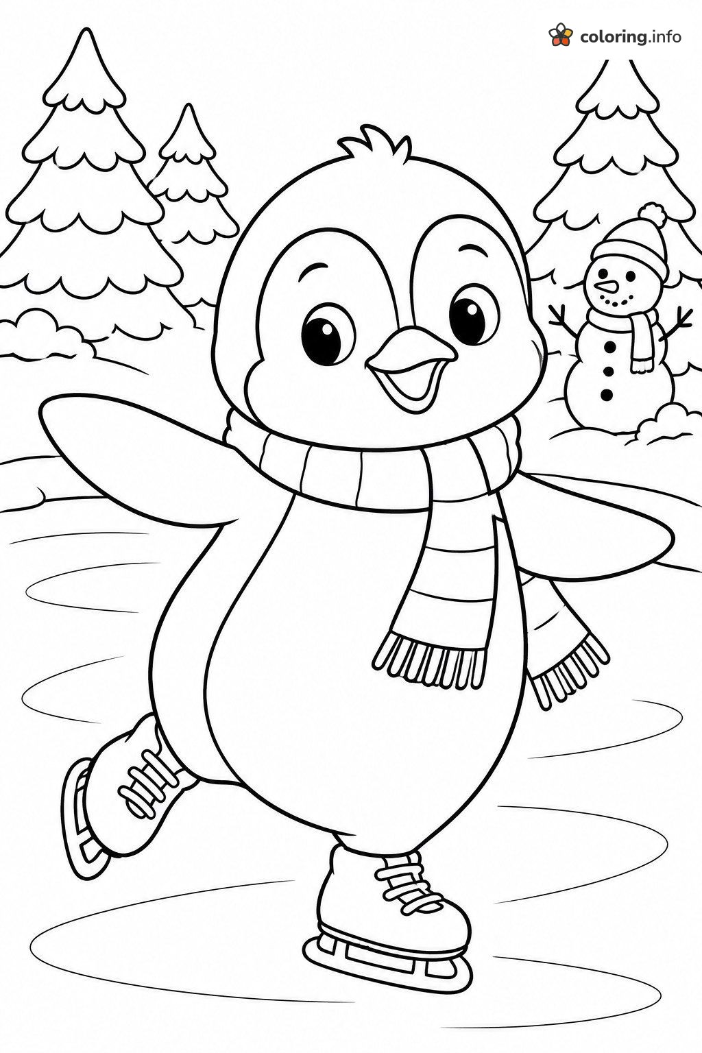Skating Penguin and Snowman, Adopt Me! Winter Coloring Page Skating Penguin and Snowman, Adopt Me! Winter Coloring Page