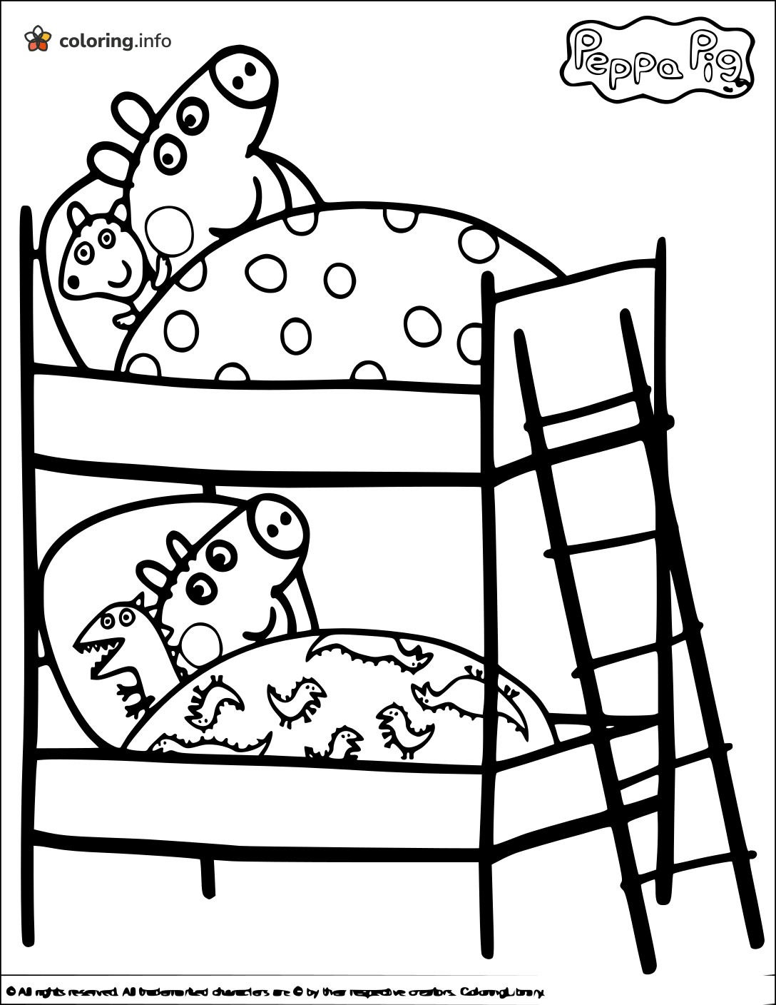 Bedtime Bunk Beds with Peppa Pig and George coloring page Bedtime Bunk Beds with Peppa Pig and George coloring page
