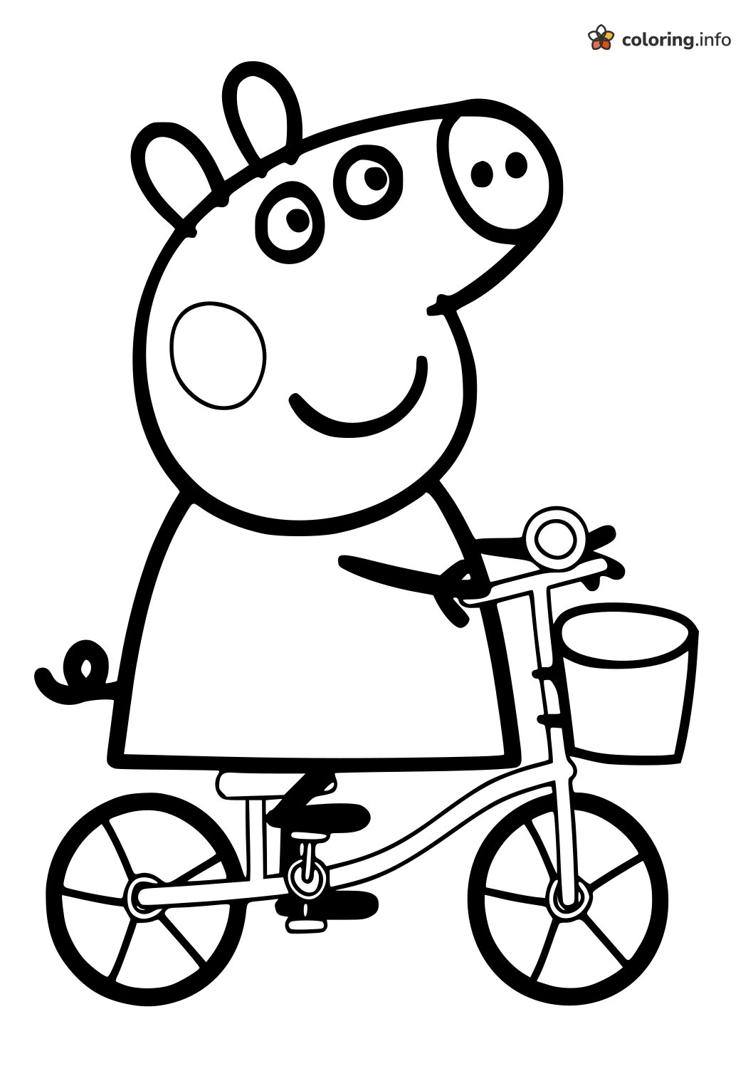 Bike Ride with Peppa Pig and Her Basket coloring page Bike Ride with Peppa Pig and Her Basket coloring page