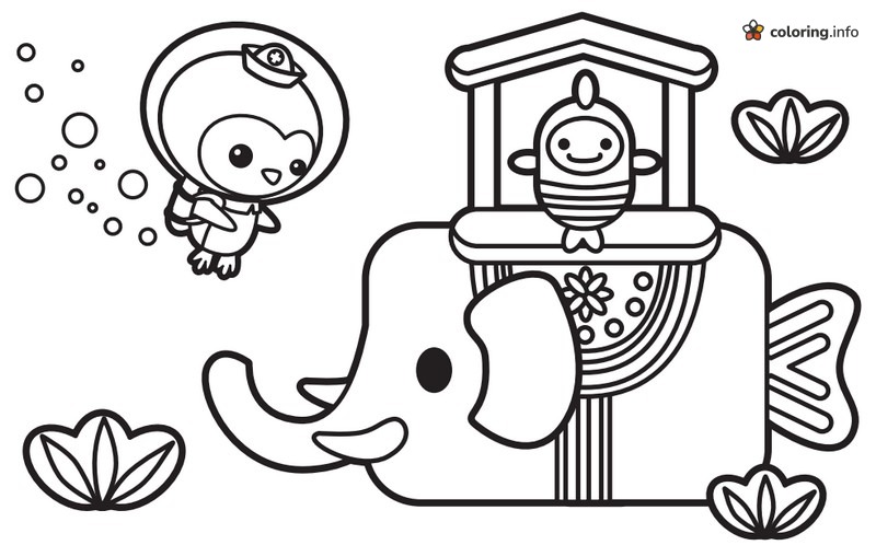Peso Penguin Meets an Elephant-Faced Sea Creature, Octonauts Page coloring page Peso Penguin Meets an Elephant-Faced Sea Creature, Octonauts Page coloring page