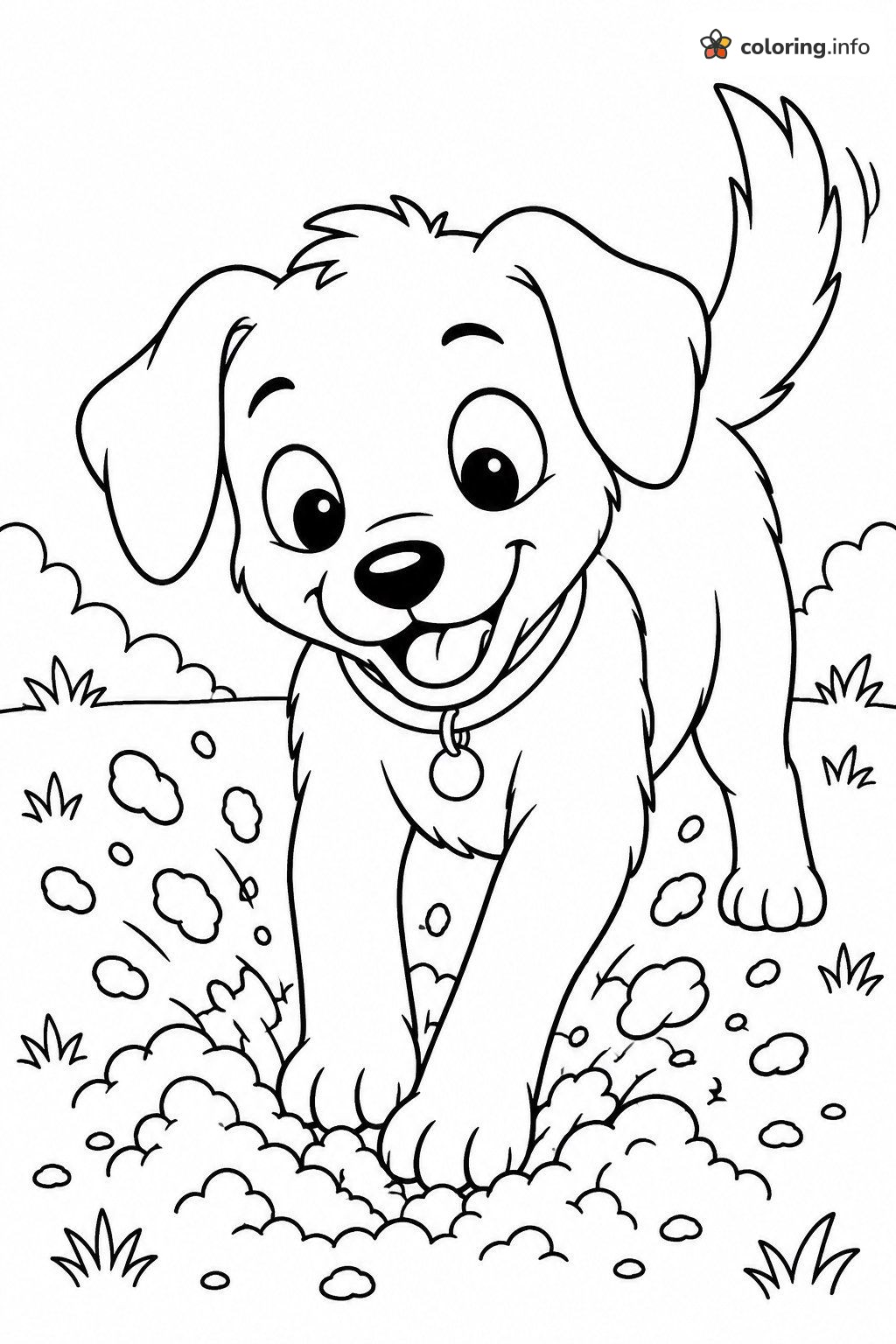 Playful Dog Digging in the Dirt coloring page Playful Dog Digging in the Dirt coloring page