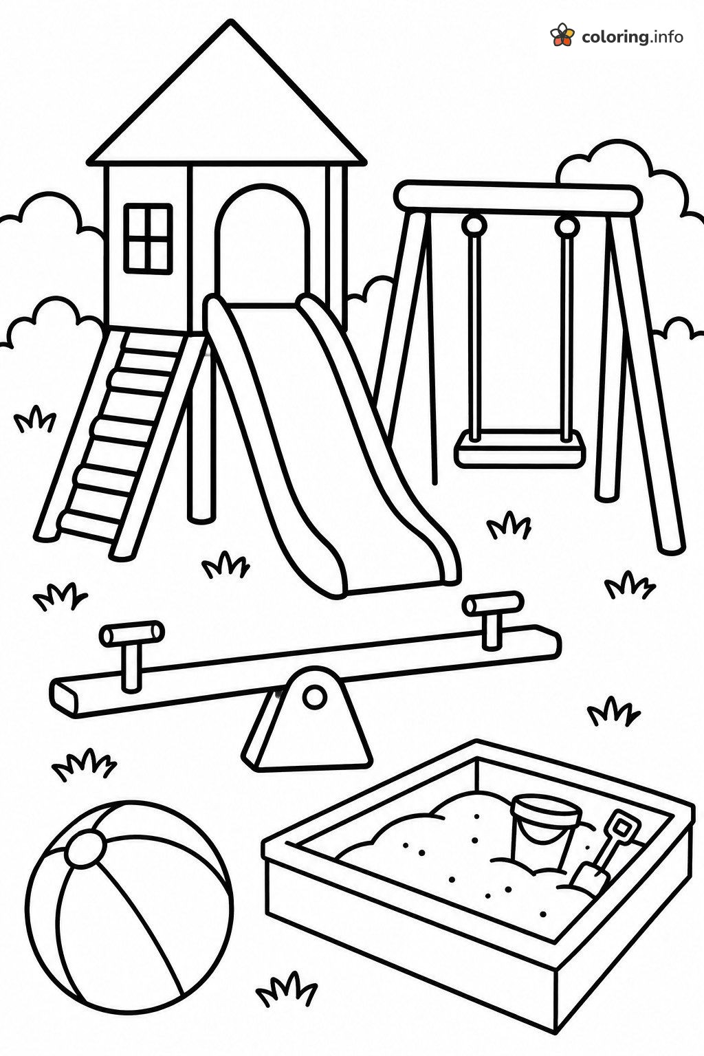 Playground I Spy Page with Slide, Swing and Sandbox coloring page Playground I Spy Page with Slide, Swing and Sandbox coloring page