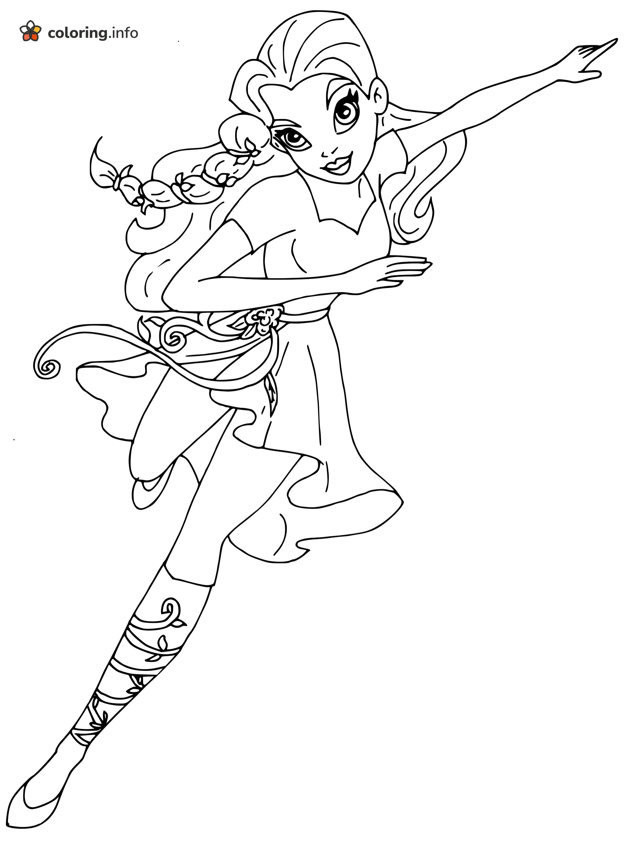 DC Super Hero Girls Poison Ivy Mid-Leap with Vines coloring sheet DC Super Hero Girls Poison Ivy Mid-Leap with Vines coloring sheet