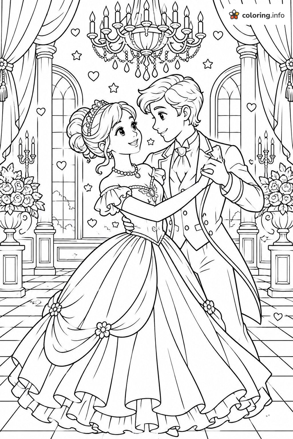 Ever After High Ballroom Waltz for a Prince and Princess printable coloring page Ever After High Ballroom Waltz for a Prince and Princess printable coloring page