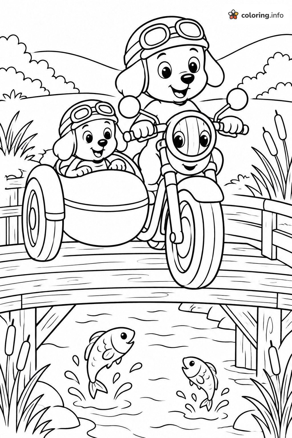 Puppy Pilot on a Ricky Zoom Motorcycle and Sidecar printable coloring page Puppy Pilot on a Ricky Zoom Motorcycle and Sidecar printable coloring page
