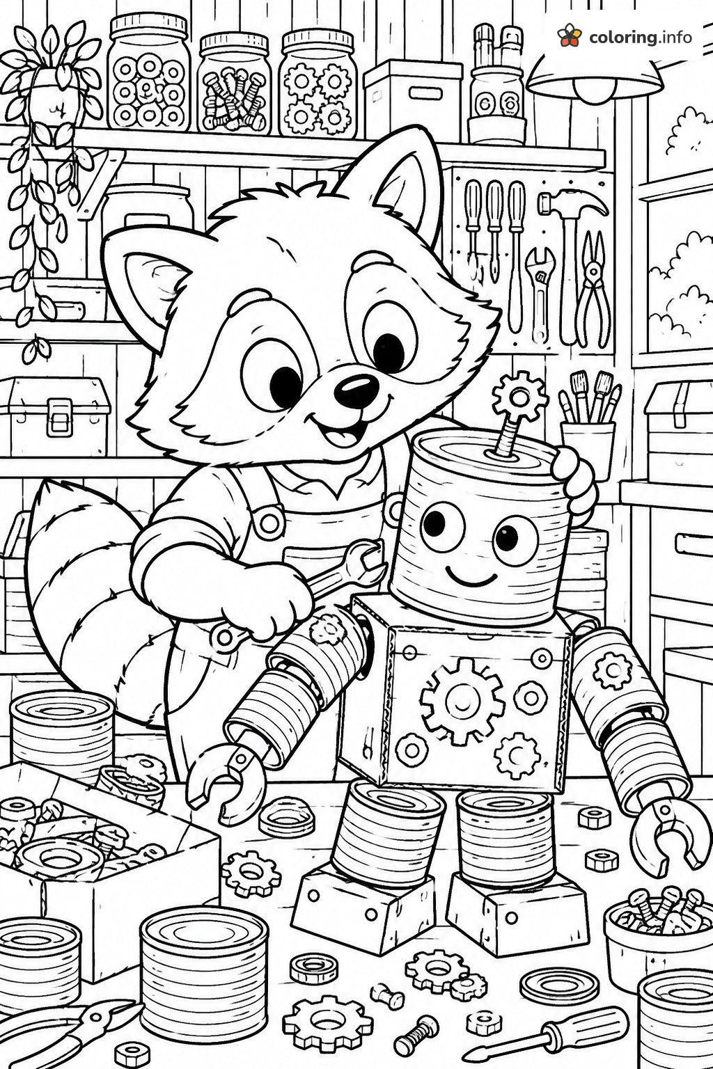 Tin Can Robot Workshop Page for Rocky (PAW Patrol) Fans coloring page Tin Can Robot Workshop Page for Rocky (PAW Patrol) Fans coloring page