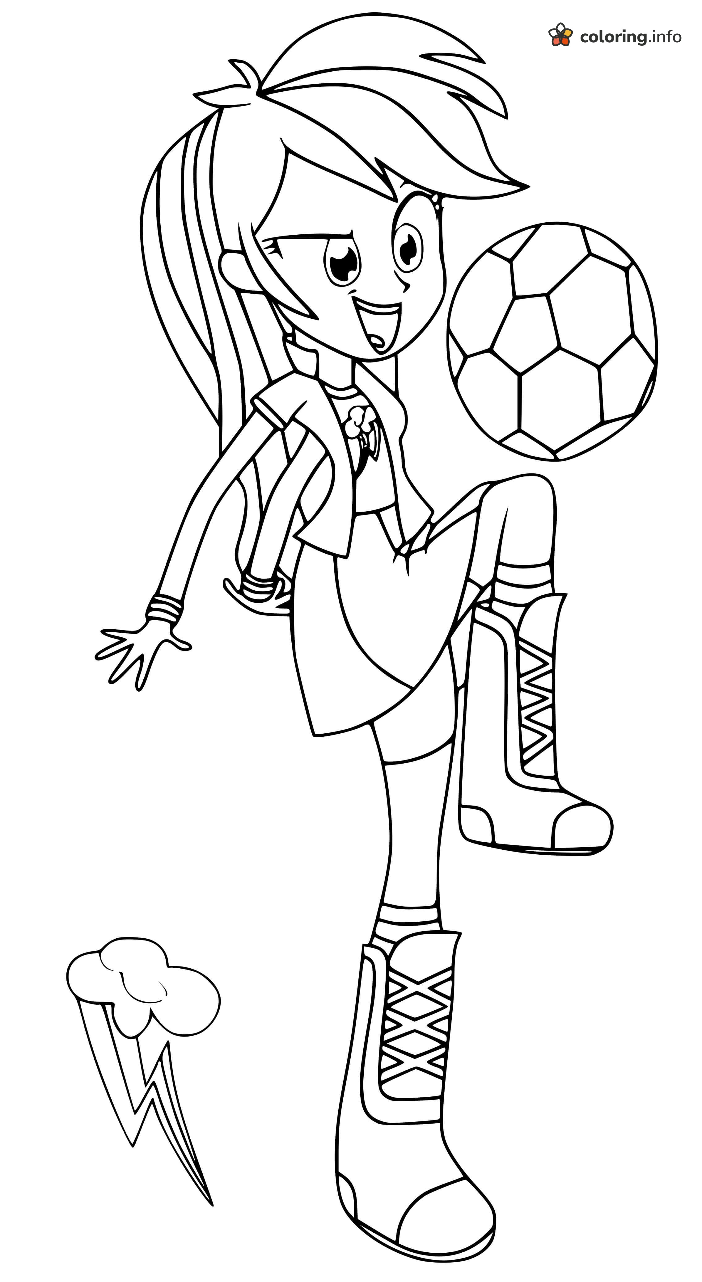 Soccer Ball Trick With Rainbow Dash, Equestria Girls coloring sheet Soccer Ball Trick With Rainbow Dash, Equestria Girls coloring sheet