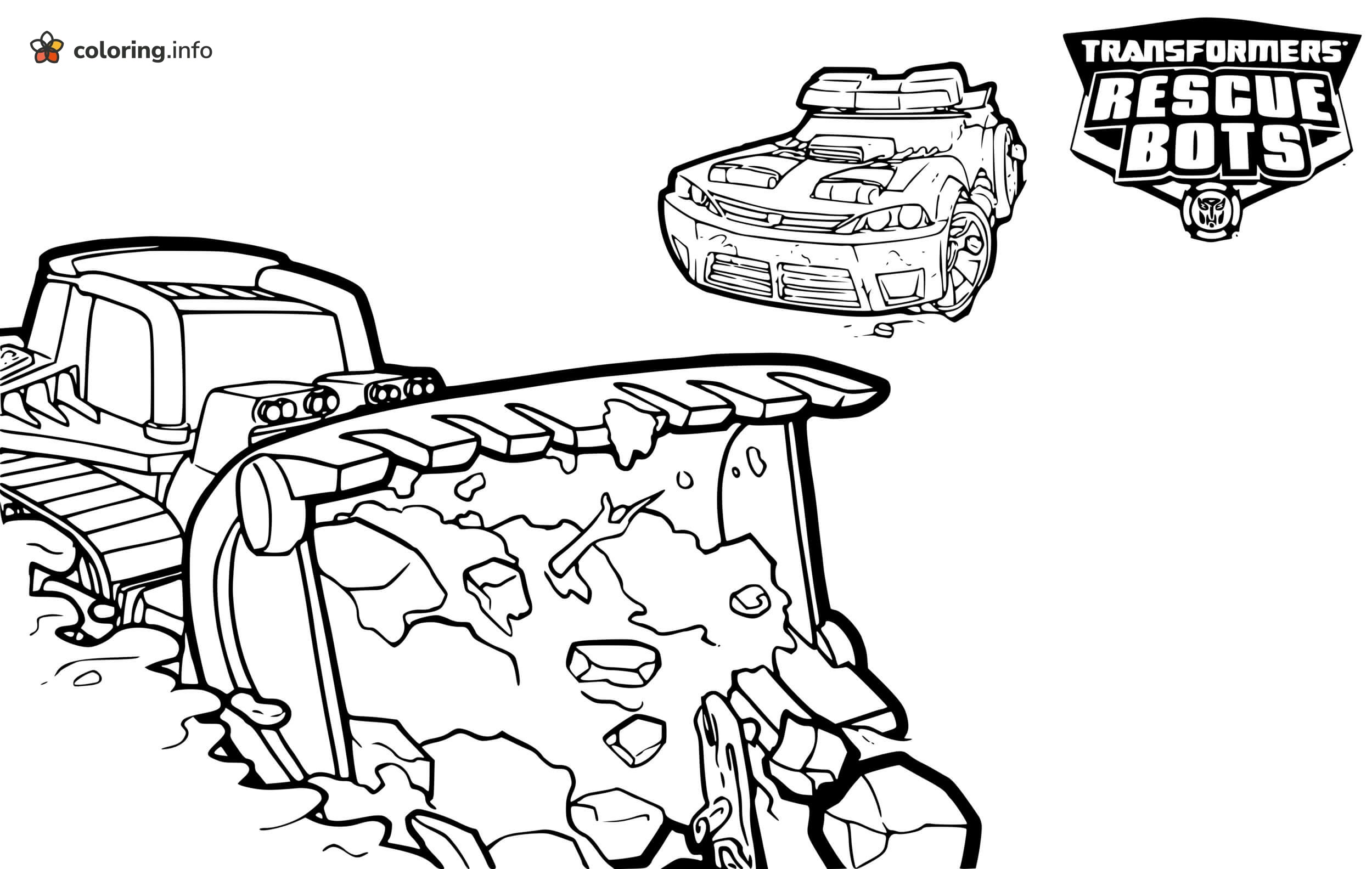 Bulldozer Pushing Rubble, Transformers Rescue Bots coloring page Bulldozer Pushing Rubble, Transformers Rescue Bots coloring page