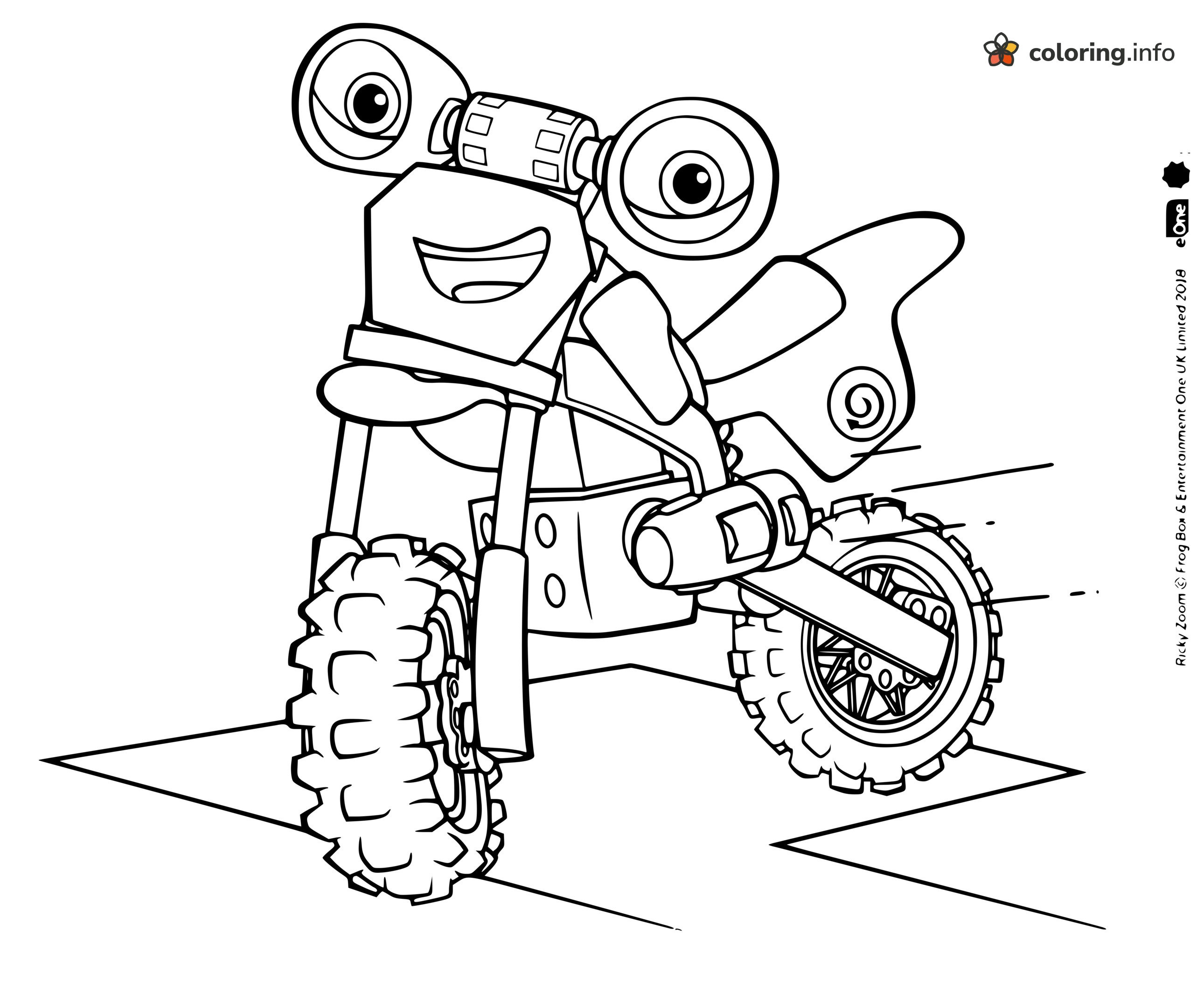 Dirt Bike on Road Lines, a Ricky Zoom Page coloring page Dirt Bike on Road Lines, a Ricky Zoom Page coloring page