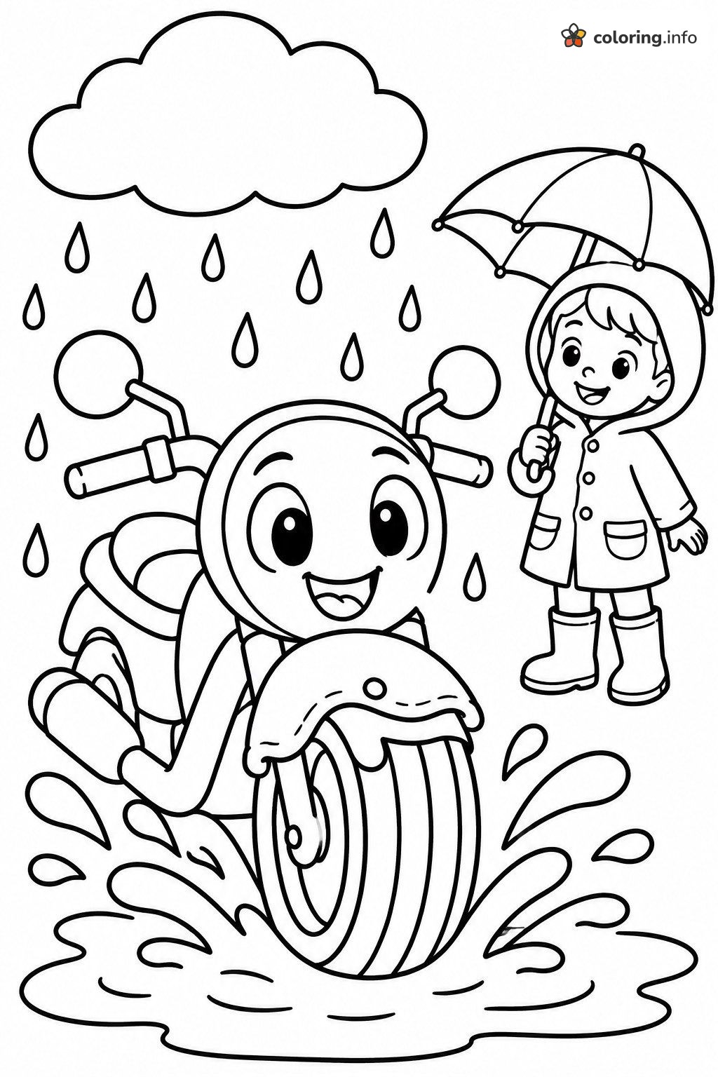 Rainy Day Puddle Splash With Ricky Zoom coloring page Rainy Day Puddle Splash With Ricky Zoom coloring page