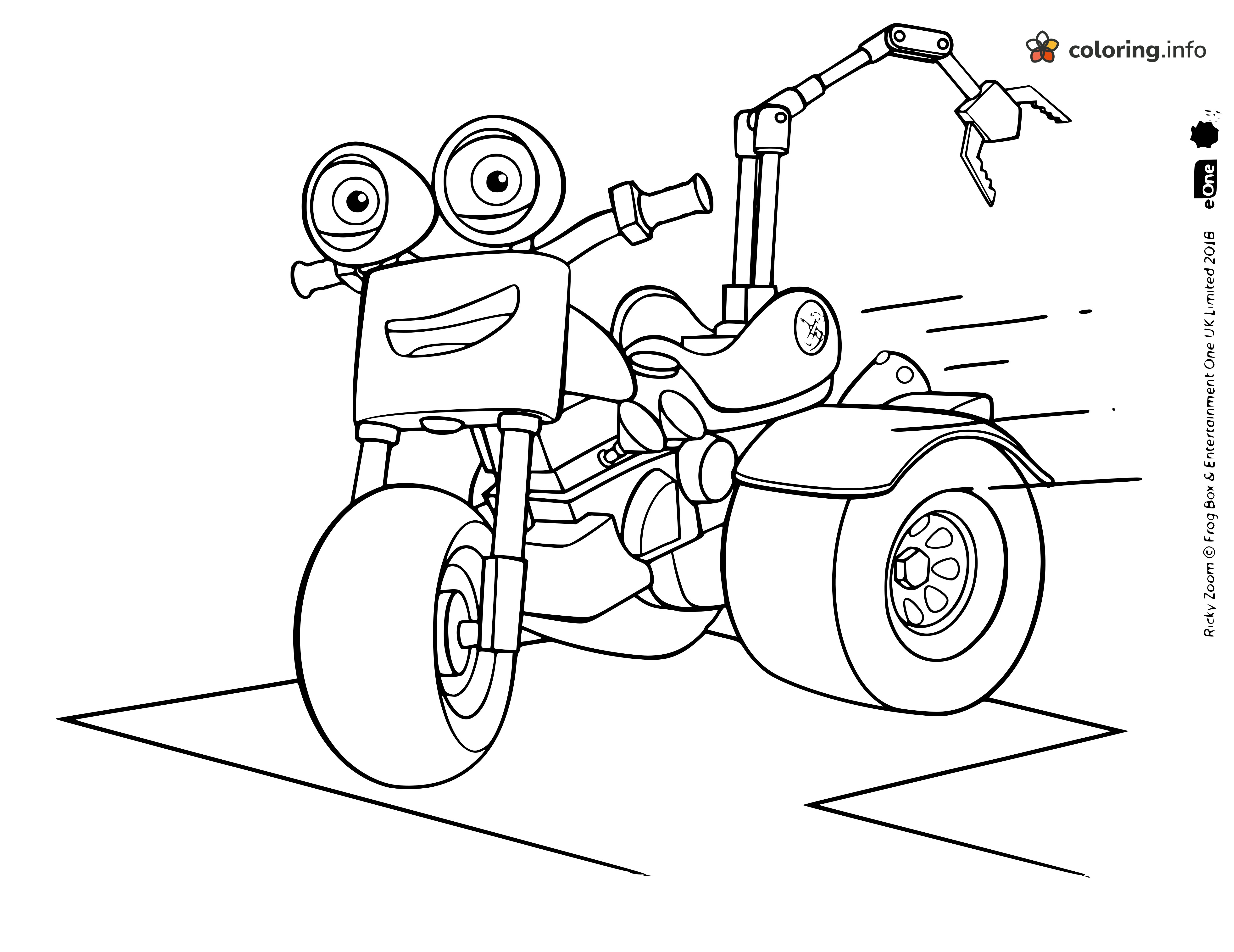 Scootbot Three-Wheeler With Claw Arm, a Ricky Zoom Page coloring page Scootbot Three-Wheeler With Claw Arm, a Ricky Zoom Page coloring page