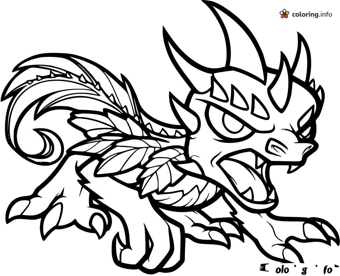 Roaring Leaf-Winged Skylanders Dragon coloring page Roaring Leaf-Winged Skylanders Dragon coloring page