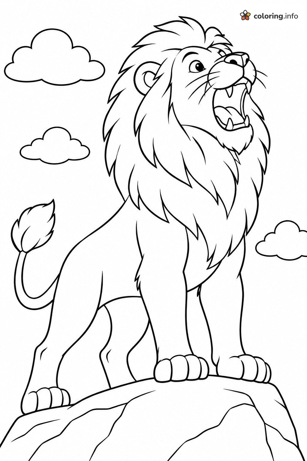 Roaring Lion on Top of a Rocky Ledge coloring page Roaring Lion on Top of a Rocky Ledge coloring page
