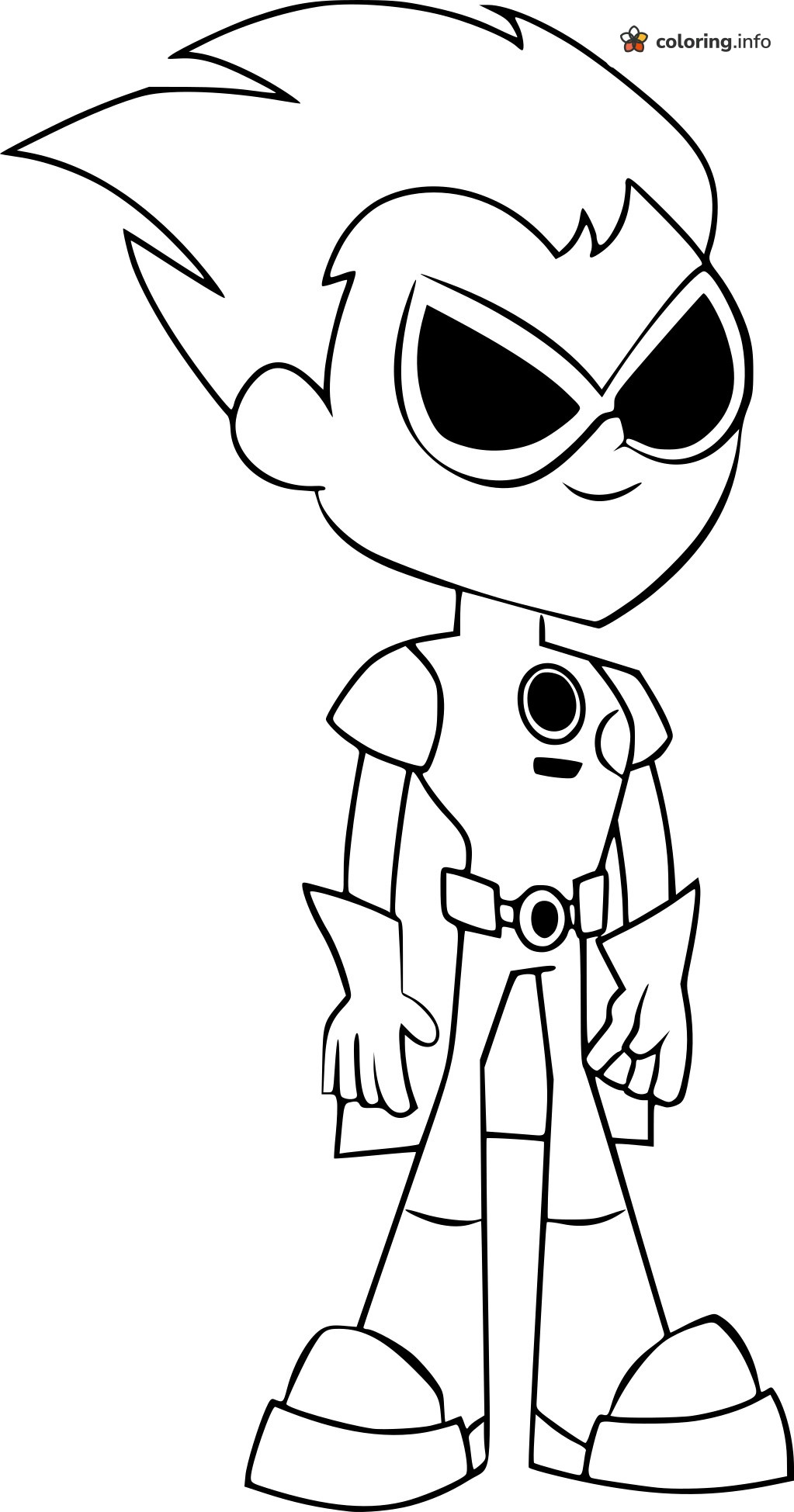 Spiky-Haired Robin in a Teen Titans Go! Standing Pose coloring page Spiky-Haired Robin in a Teen Titans Go! Standing Pose coloring page