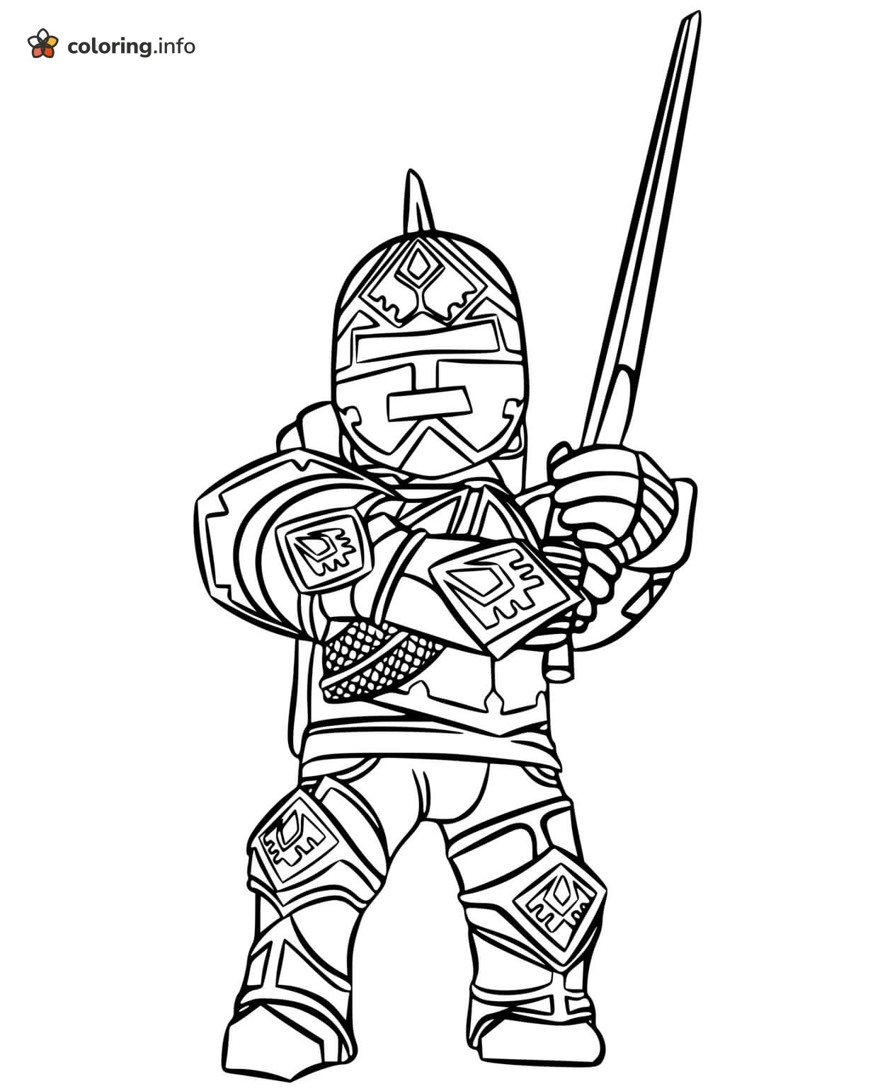 Armored Roblox Knight with Raised Sword coloring page Armored Roblox Knight with Raised Sword coloring page