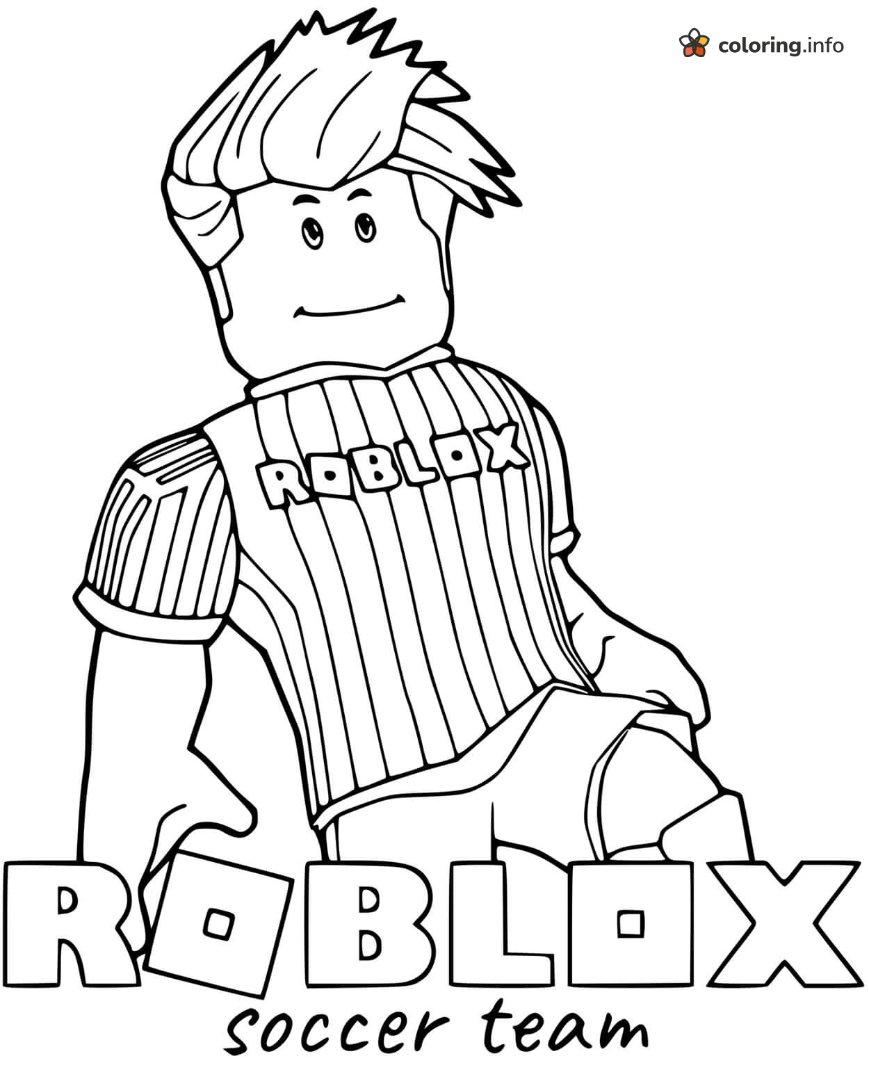 Roblox Soccer Player Lounging in a Pinstriped Jersey coloring page Roblox Soccer Player Lounging in a Pinstriped Jersey coloring page