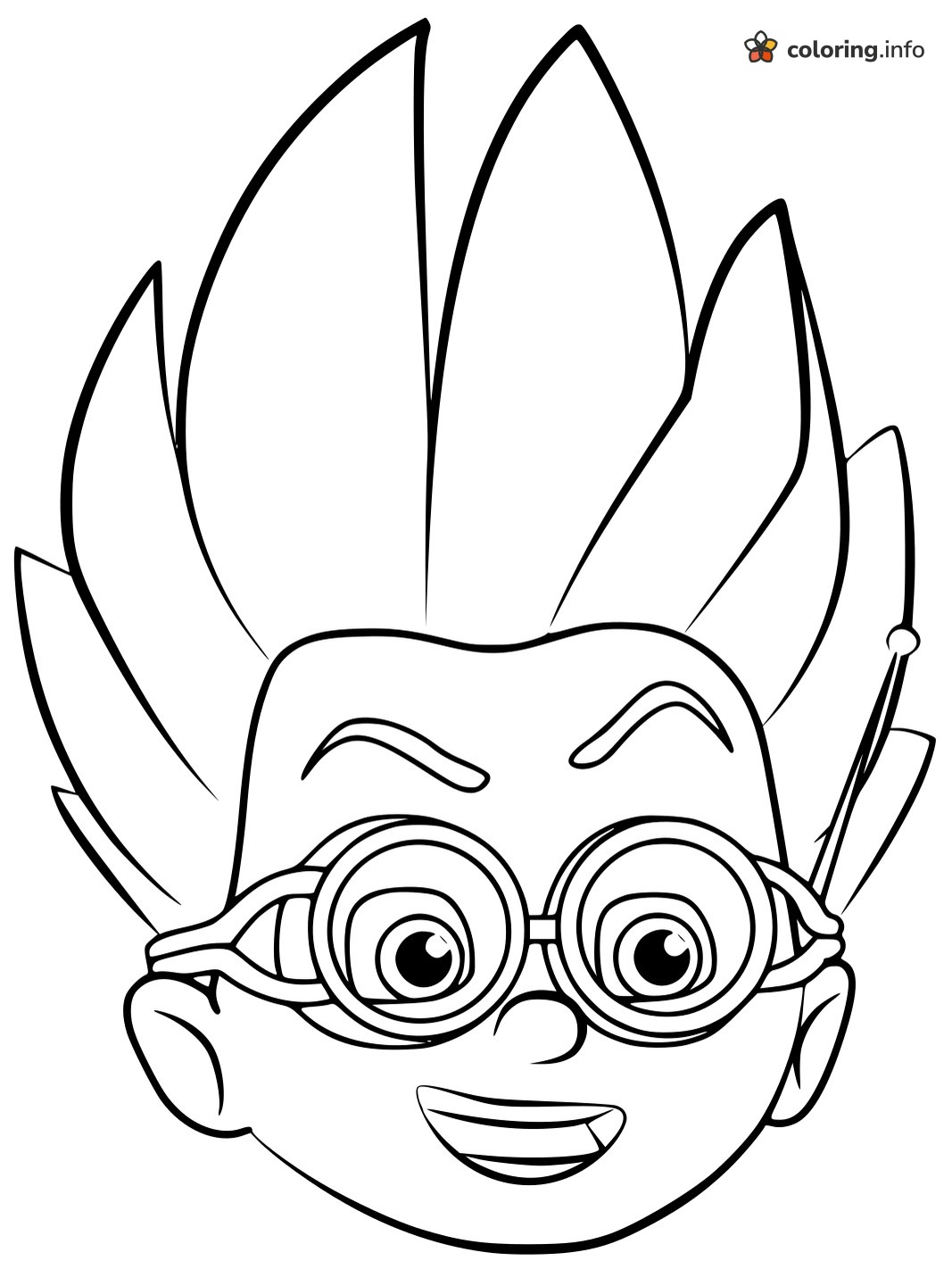 Romeo Close-Up From PJ Masks With Goggles printable coloring page Romeo Close-Up From PJ Masks With Goggles printable coloring page
