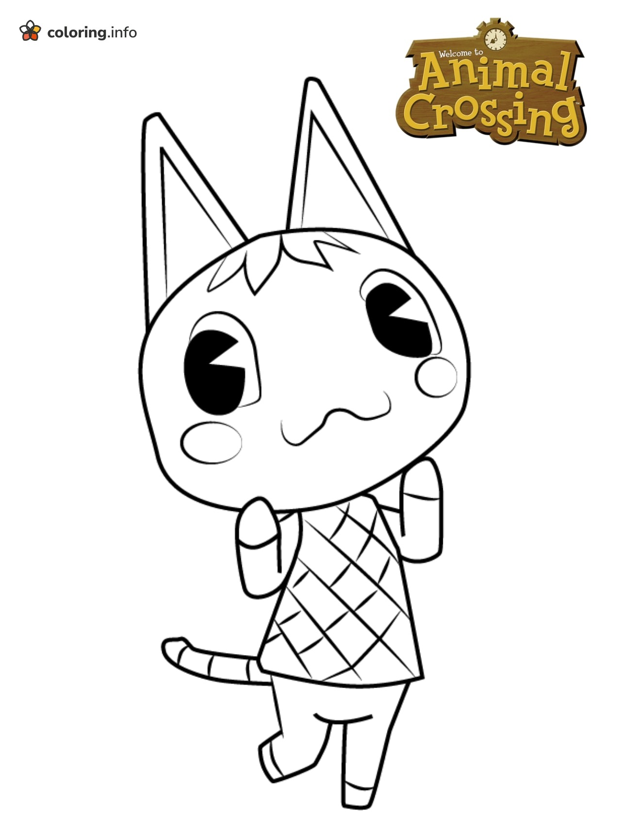 Rosie Cheering on One Leg, Animal Crossing Cat coloring page Rosie Cheering on One Leg, Animal Crossing Cat coloring page