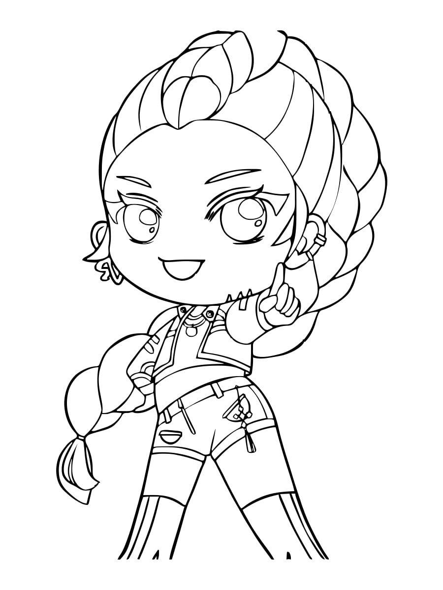 Rumi Chibi — Braid and Playful Finger Gesture coloring sheet Rumi Chibi — Braid and Playful Finger Gesture coloring sheet