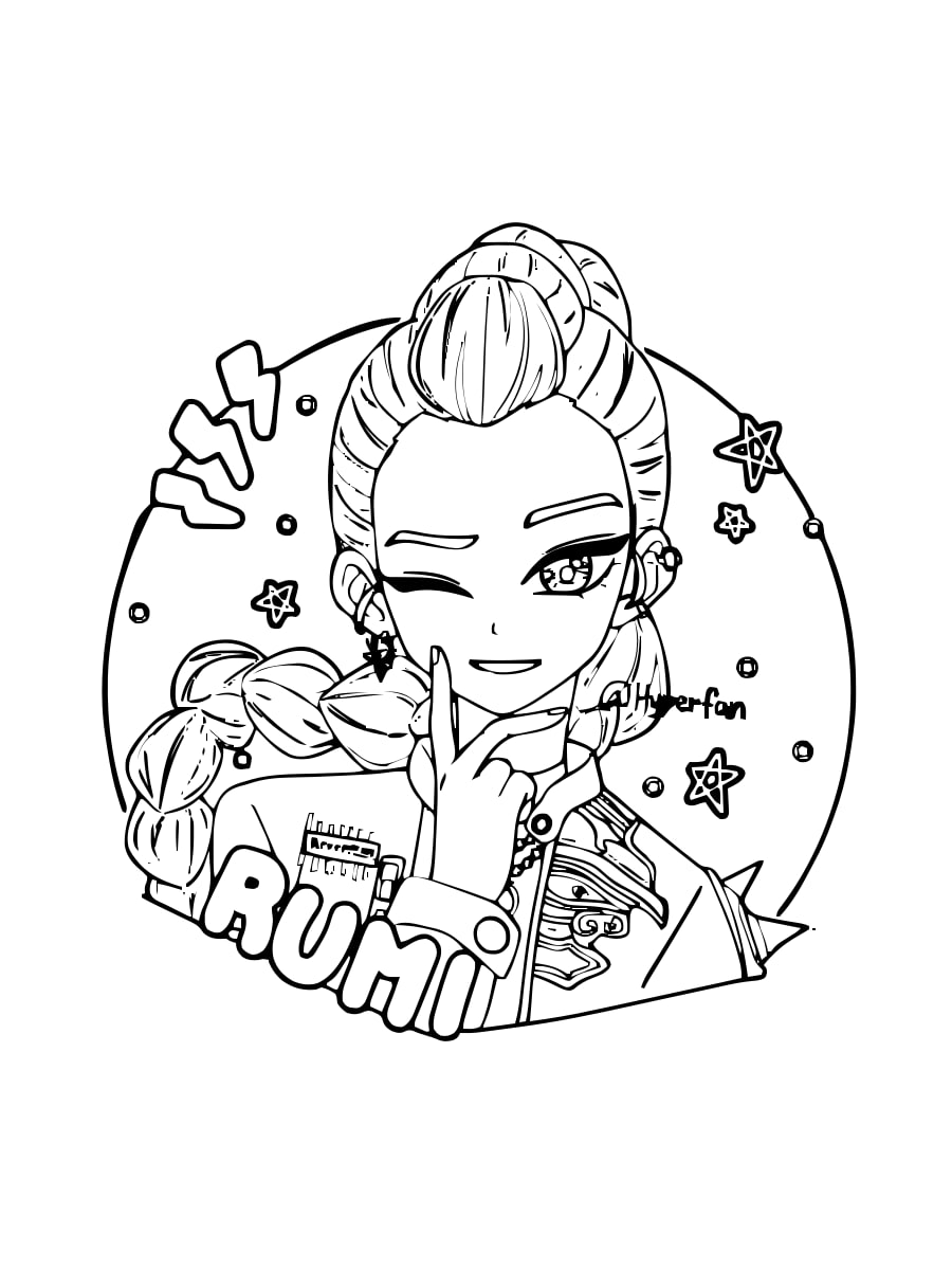 Rumi — Wink and Finger on Lips printable coloring page Rumi — Wink and Finger on Lips printable coloring page