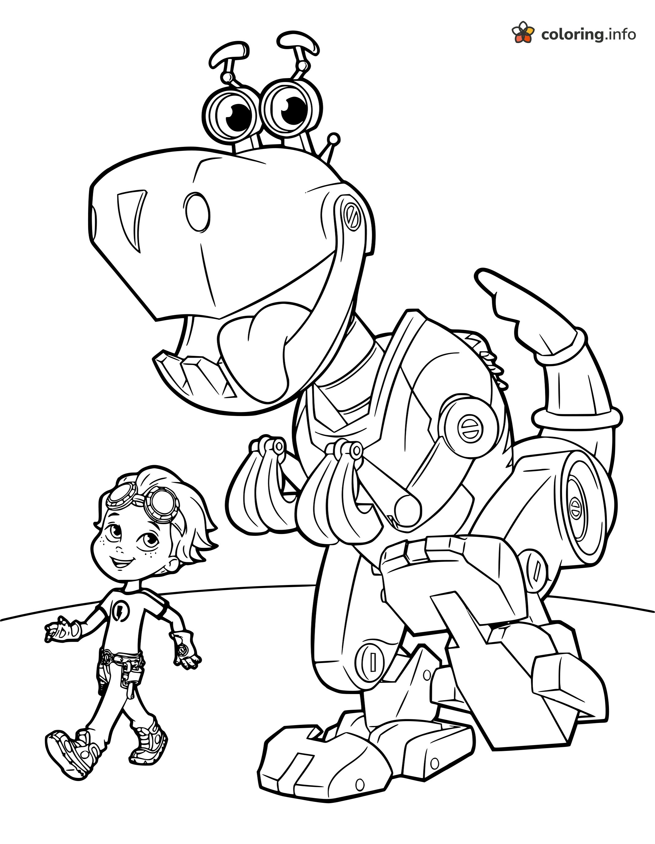 Walking With Ruff: Rusty Rivets and His Robot Dinosaur coloring page Walking With Ruff: Rusty Rivets and His Robot Dinosaur coloring page