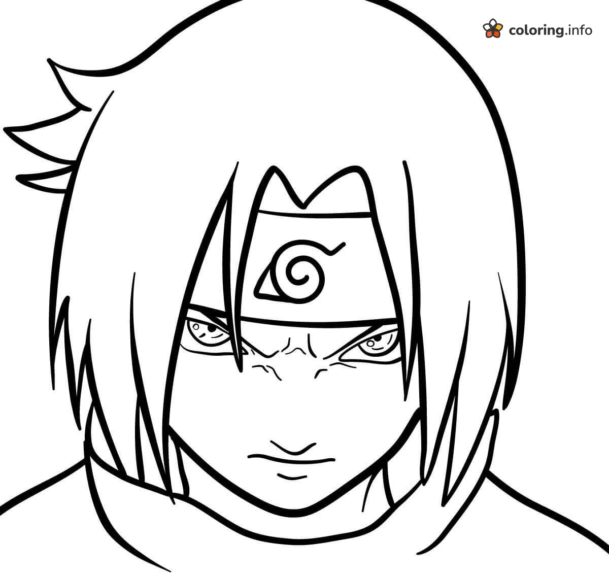 Sasuke Uchiha Close-Up Portrait, a Naruto Favorite coloring page Sasuke Uchiha Close-Up Portrait, a Naruto Favorite coloring page