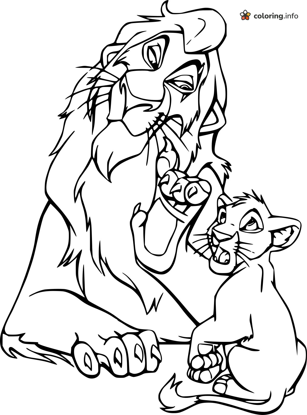 Cub Simba Beside Scar, The Lion King Duo coloring sheet Cub Simba Beside Scar, The Lion King Duo coloring sheet