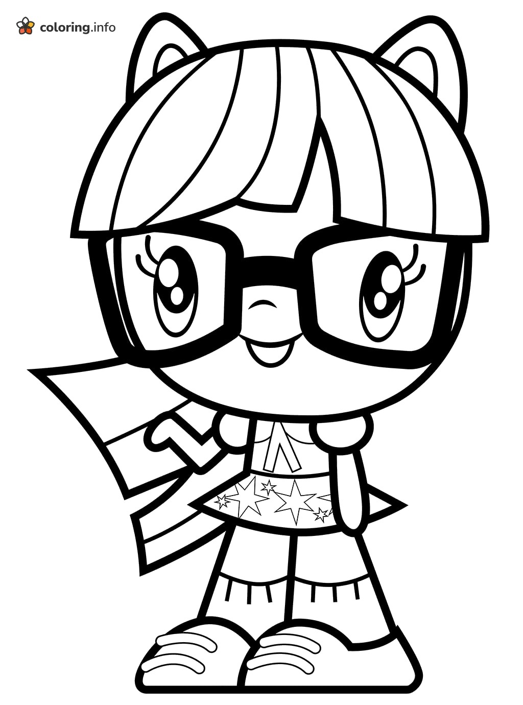 Sci-Twi Cutie Mark Crew (MLP) Chibi in Cape and Star Skirt coloring page Sci-Twi Cutie Mark Crew (MLP) Chibi in Cape and Star Skirt coloring page