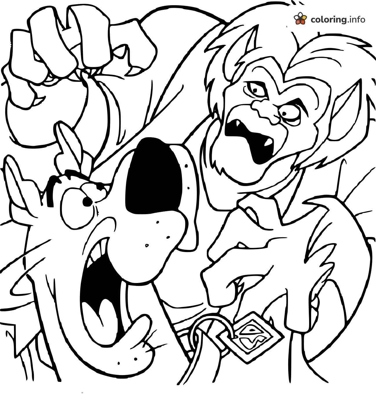 Werewolf Lunging at Screaming Scooby-Doo coloring page Werewolf Lunging at Screaming Scooby-Doo coloring page