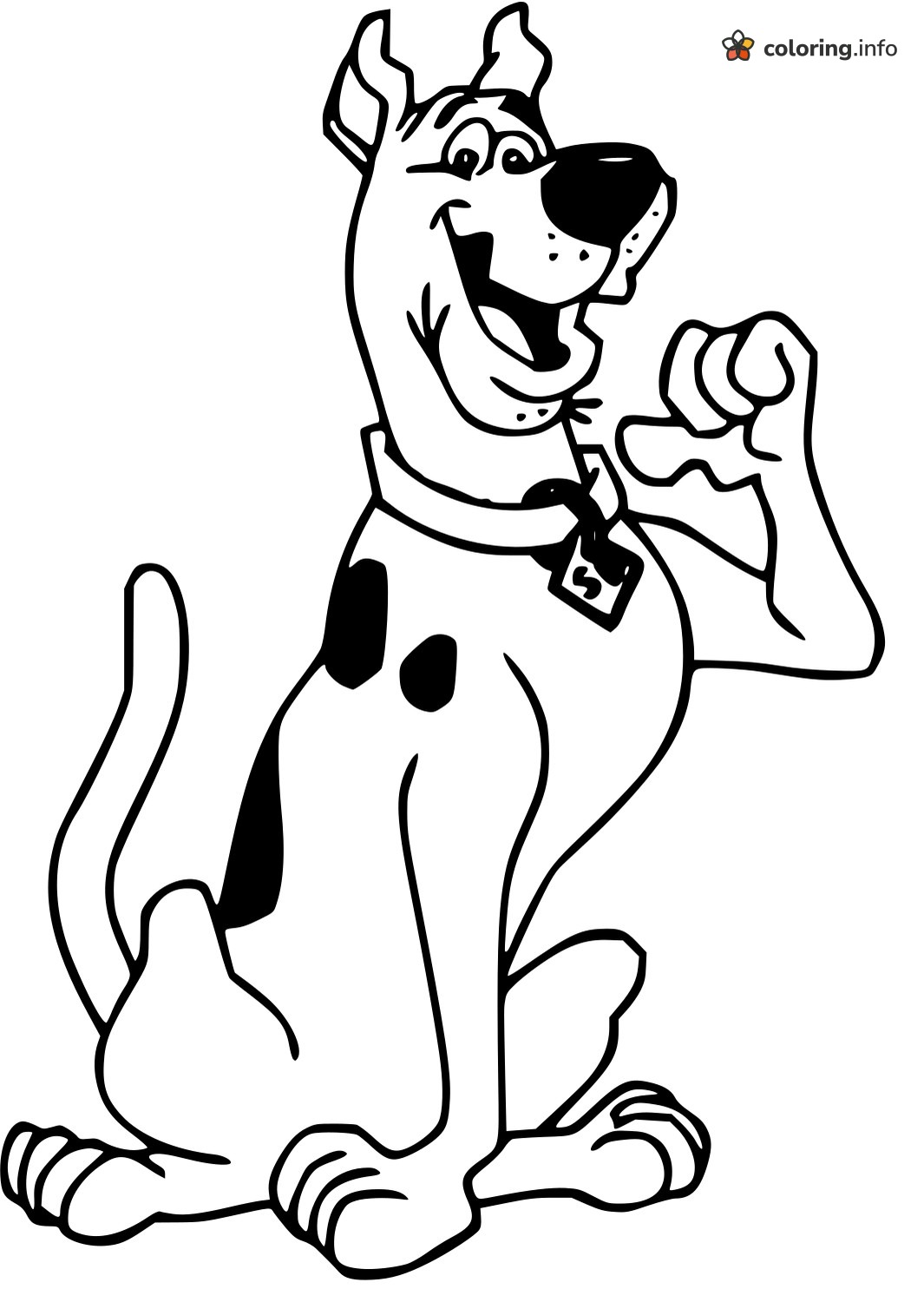 Scooby-Doo Waving From a Sitting Pose coloring sheet Scooby-Doo Waving From a Sitting Pose coloring sheet