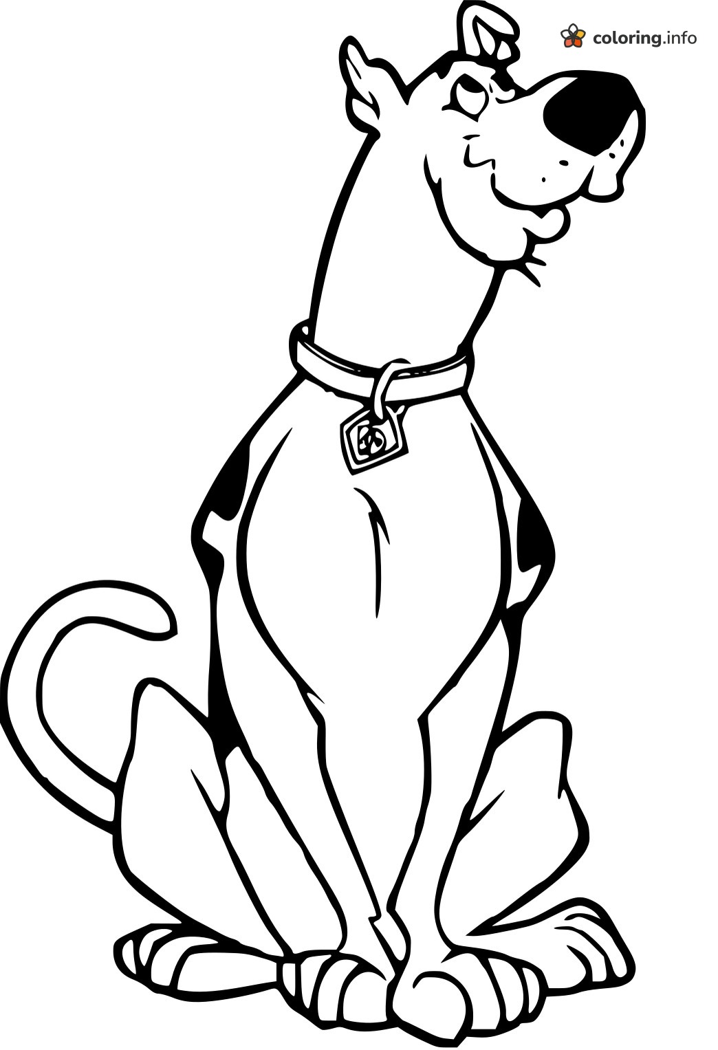 Proud Scooby-Doo Sitting Up With Diamond Tag coloring page Proud Scooby-Doo Sitting Up With Diamond Tag coloring page