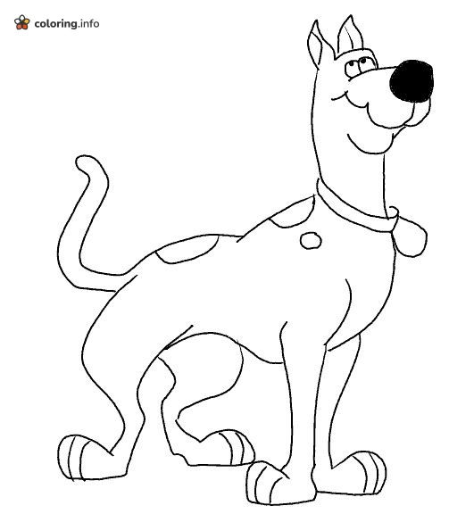 Scooby-Doo Standing Tall in Side View With a Happy Smile printable coloring page Scooby-Doo Standing Tall in Side View With a Happy Smile printable coloring page