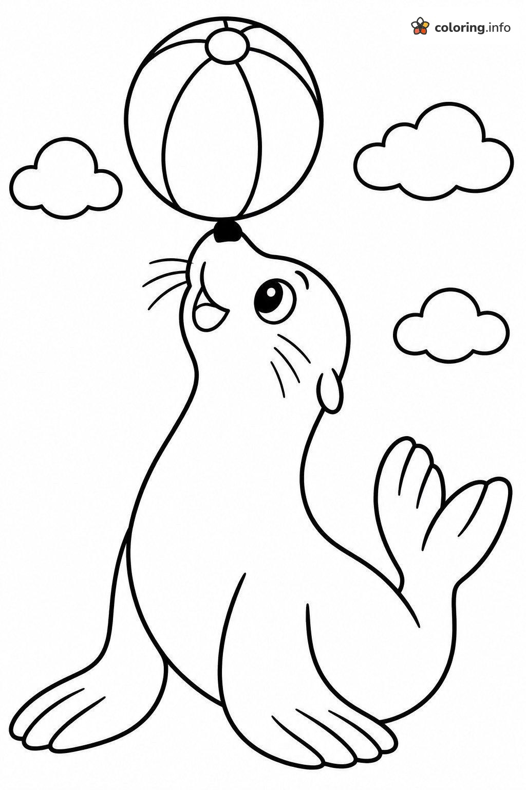 Beach Ball Balancing Sea Lion coloring page Beach Ball Balancing Sea Lion coloring page