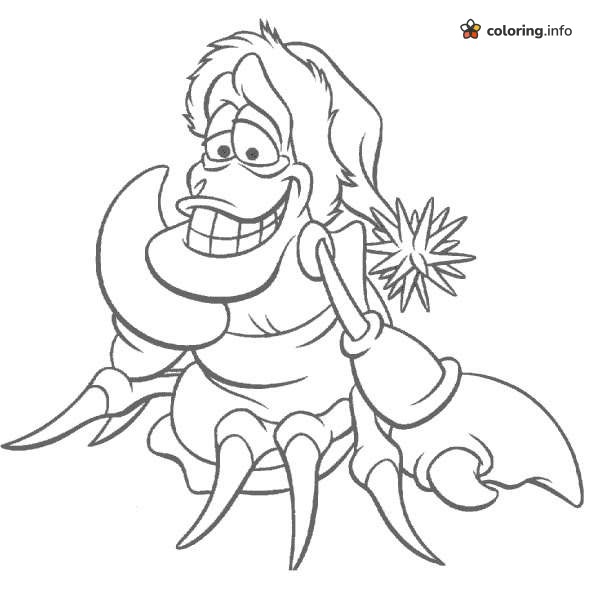 Sebastian the Crab in a Santa Hat: Disney Christmas Page coloring sheet Sebastian the Crab in a Santa Hat: Disney Christmas Page coloring sheet