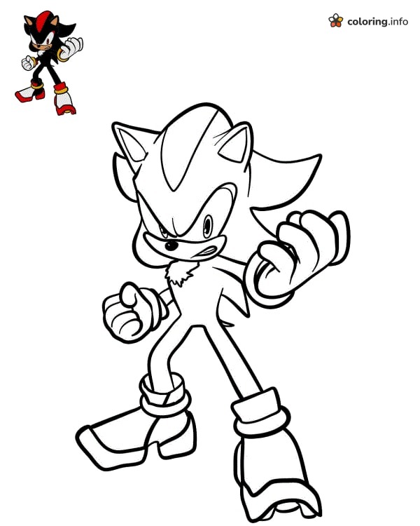 Shadow in a Fighting Stance, a Sonic the Hedgehog Favorite coloring page Shadow in a Fighting Stance, a Sonic the Hedgehog Favorite coloring page