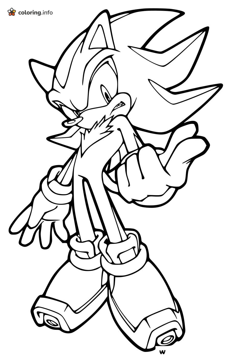 Shadow Gesturing With a Raised Fist, Sonic the Hedgehog Page coloring page Shadow Gesturing With a Raised Fist, Sonic the Hedgehog Page coloring page
