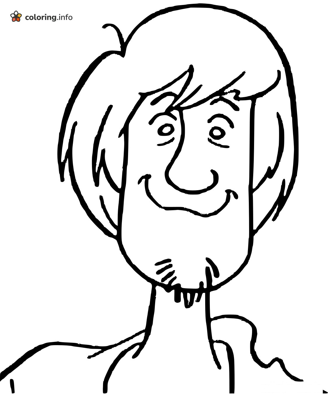 Shaggy Rogers Face Close-Up for Scooby-Doo Fans printable coloring page Shaggy Rogers Face Close-Up for Scooby-Doo Fans printable coloring page