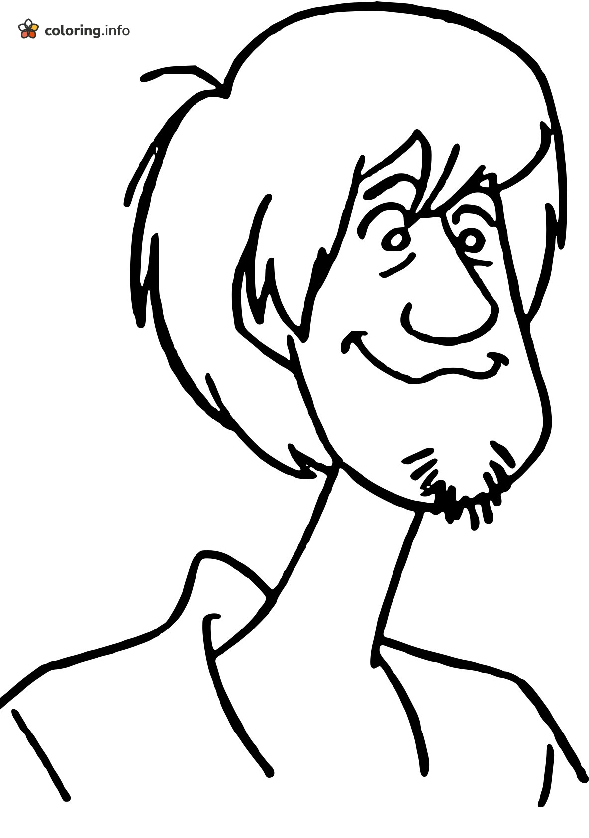 Smiling Shaggy Rogers Portrait from Scooby-Doo coloring page Smiling Shaggy Rogers Portrait from Scooby-Doo coloring page