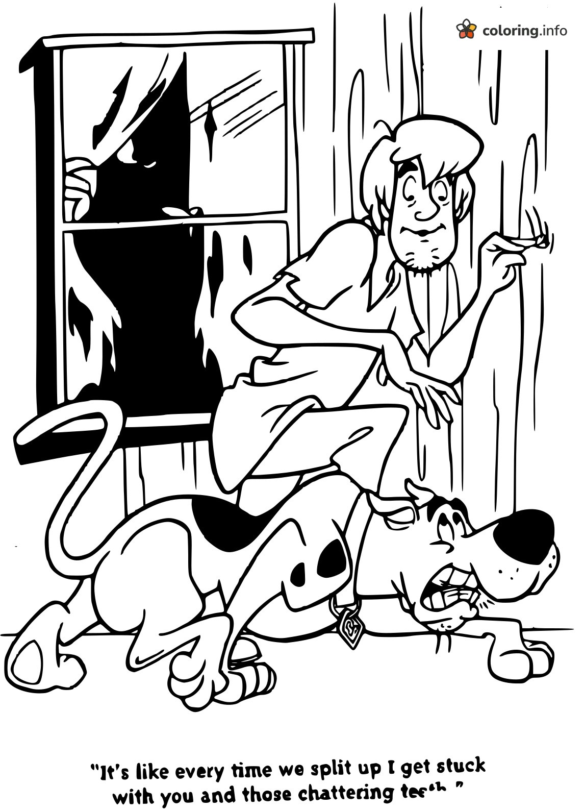 Shaggy's Foot on Scooby-Doo by the Creepy Window coloring page Shaggy's Foot on Scooby-Doo by the Creepy Window coloring page